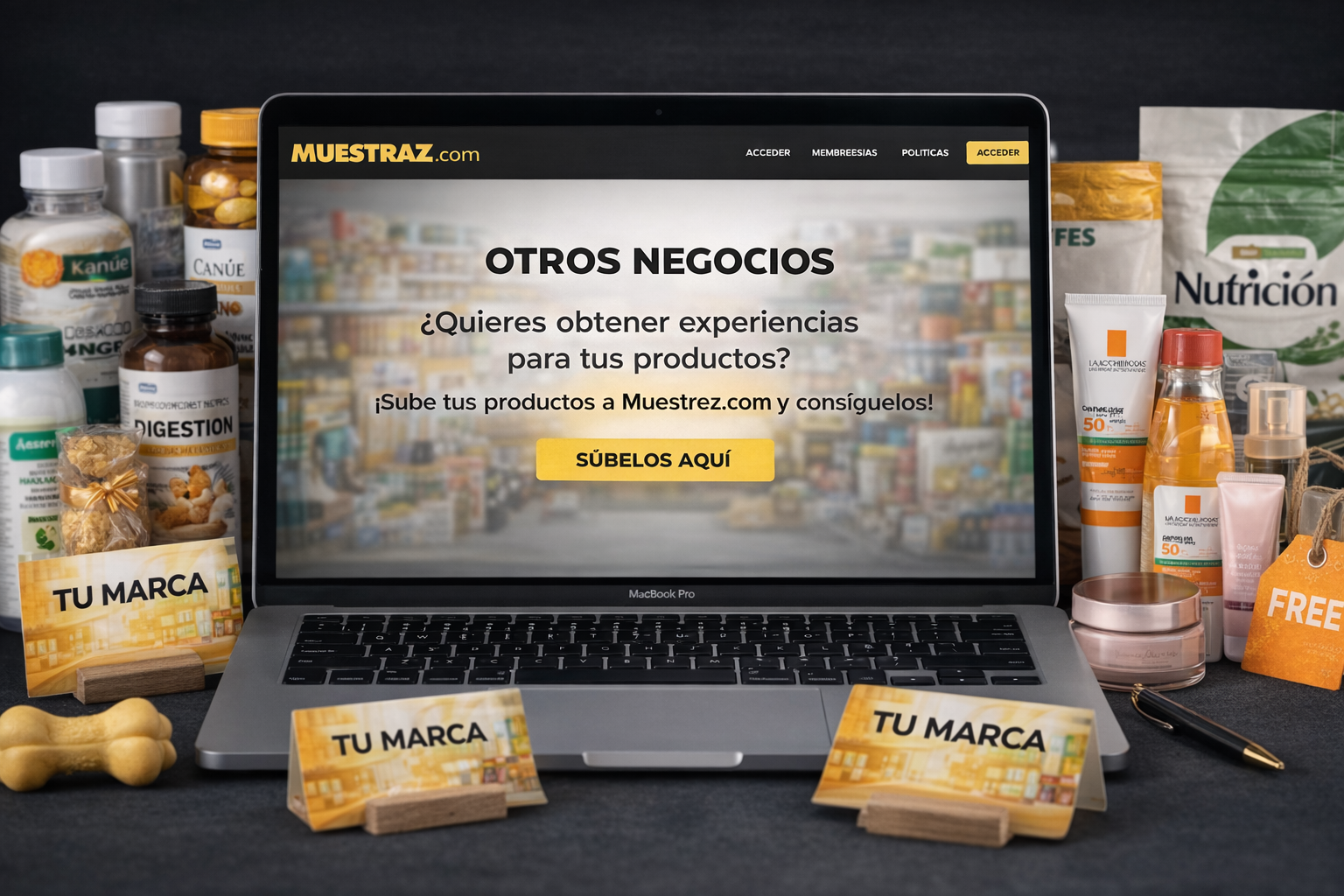 Portátil con productos para subir a la web